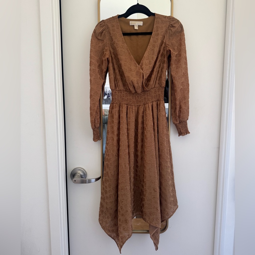 Michael Kors Brown Long Sleeve Dress